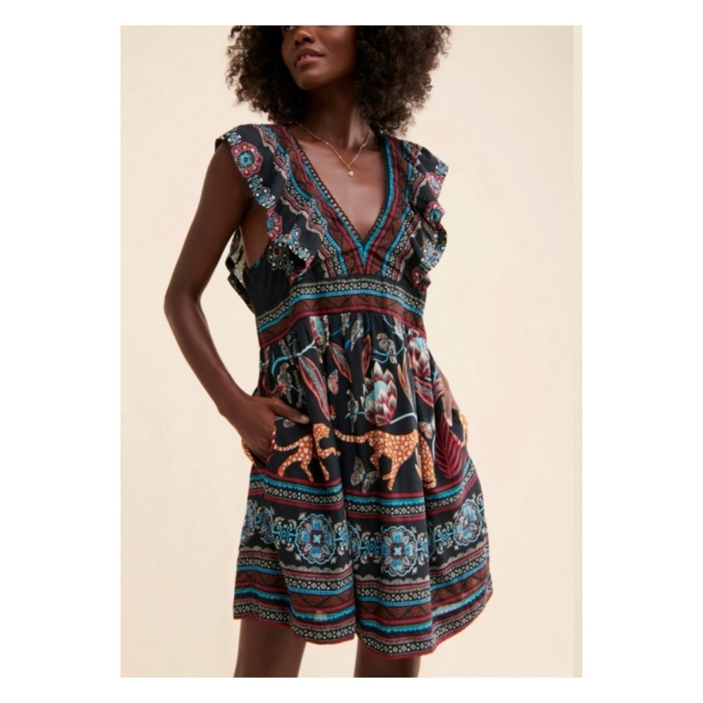 NWOT Anthropologie Plunge V Neck Mini Dress  Size XS